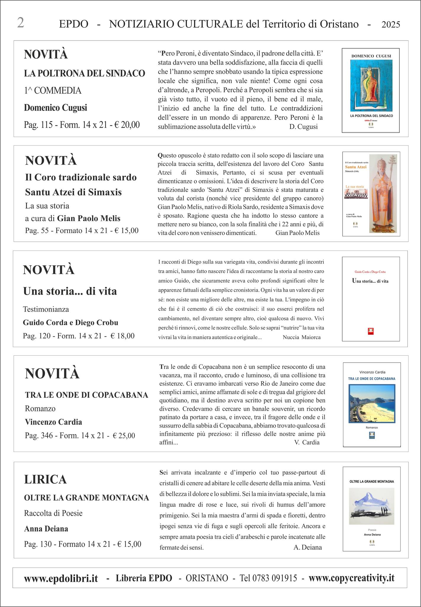 Notiziario Culturale EPDO Oristano